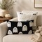 Busa Designs; Black Velvet Embroidered Ghost Lumbar Pillow Cover, 12” x 20” Halloween Décor; Category:Halloween Pillows & Blankets; Image:4